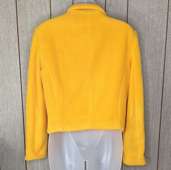 Vintage Yellow Cropped Fleece Jacket Medium Vibrant Express - Picture 3 of 8